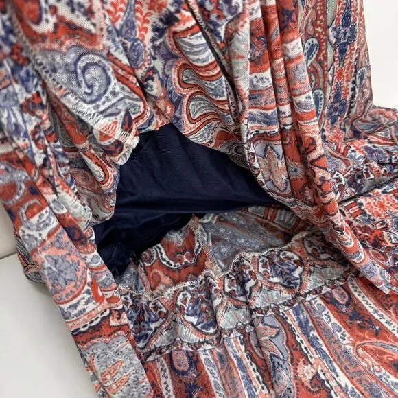 Reba Maxi Dress Mesh Paisley Rhinestone Sleeveless Fit & Flare Ruffle Bo… - Picture 7 of 8